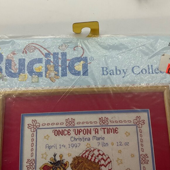 VTG 90's Bucilla Baby Bear Once Upon A Time Cross Stitch Birth Record Kit - Picture 5 of 9